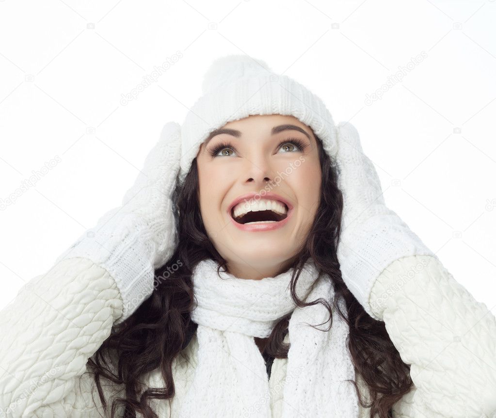 Smiling woman in warm clothing