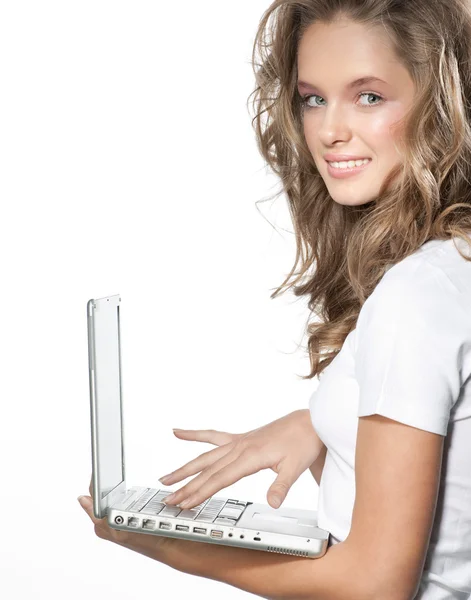 Meisje met laptop — Stockfoto