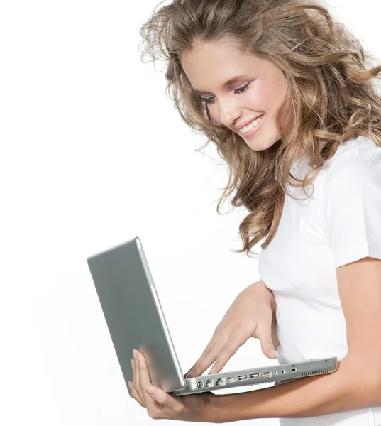 Meisje met laptop — Stockfoto