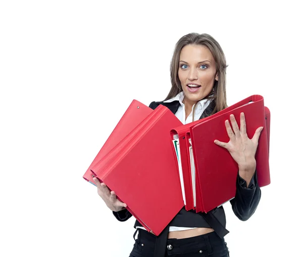 Vrouw met papieren — Stockfoto