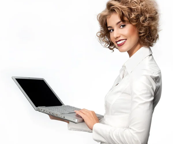 Mulher com laptop — Fotografia de Stock