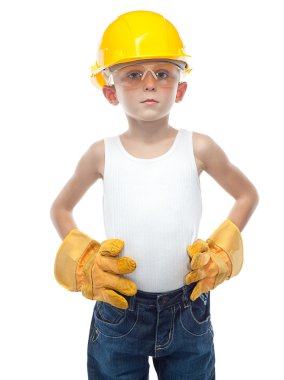 kask içinde şirin çocuk