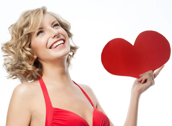 Woman beauty with heart — Stock Photo, Image