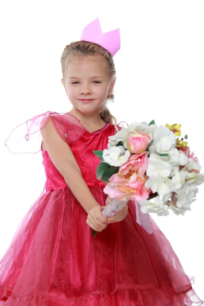 Malá princezna s kyticí — Stock fotografie