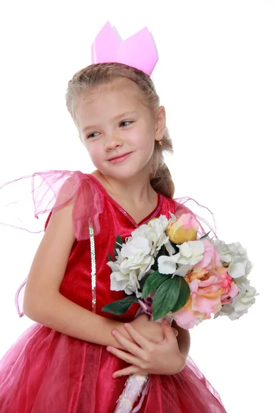 Piccola principessa con un bouquet — Foto Stock