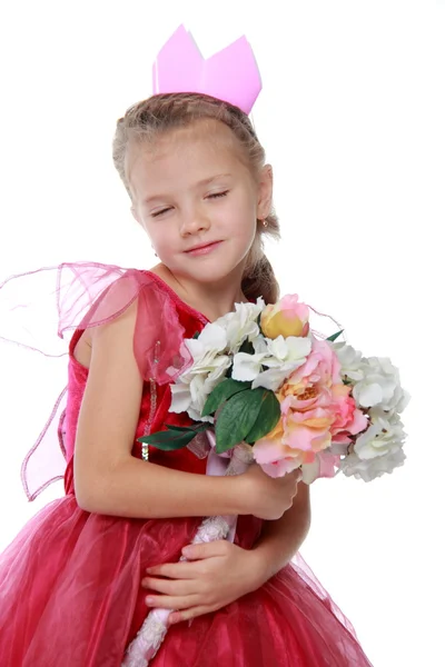 Petite princesse avec un bouquet — Photo