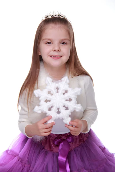 Bambina con fiocco di neve — Foto Stock