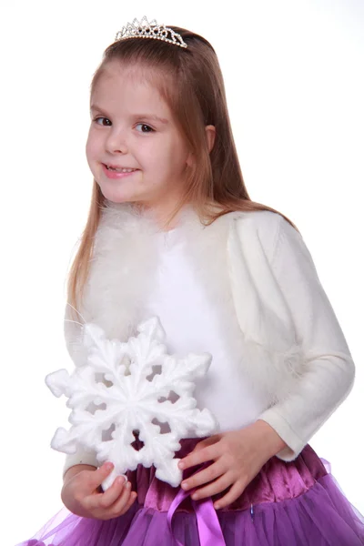 Petite fille avec flocon de neige — Photo