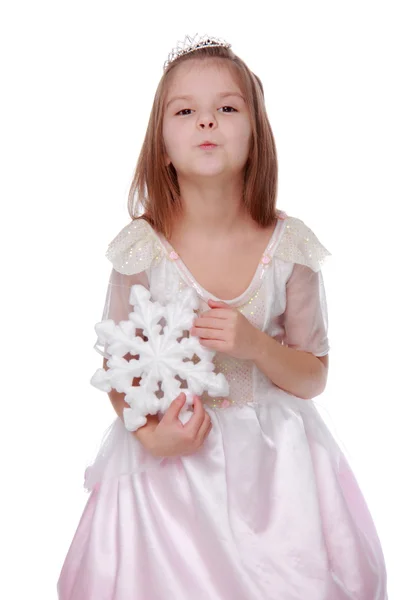 Menina com floco de neve — Fotografia de Stock