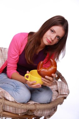 güzel kız Kupası ve muffin