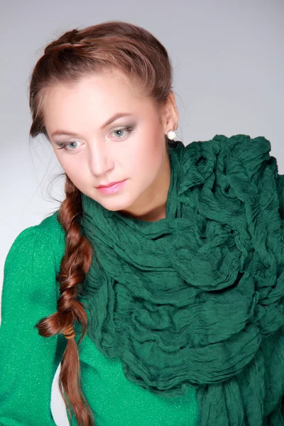 Beautiful girl in green — Stock Photo, Image