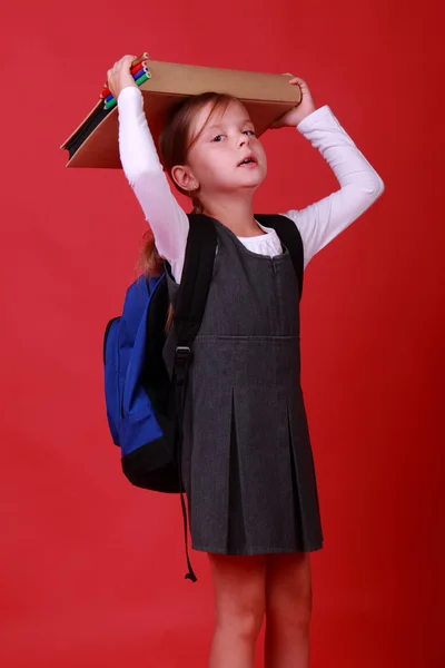 Schoolmeisje met boek — Stockfoto