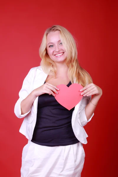 Dívka se symbolem srdce — Stock fotografie