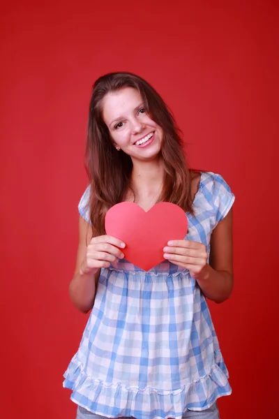 Chica con símbolo de corazón — Foto de Stock