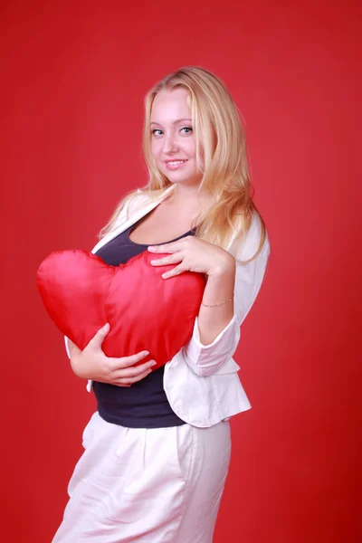 Girl with symbol of heart — Stock Photo, Image