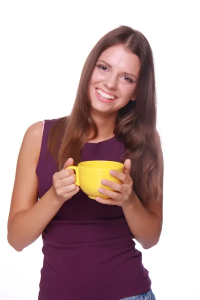 Mujer bebiendo de una taza de café — Foto de Stock