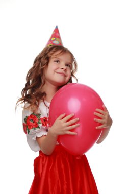 kırmızı balon ile komik çocuk
