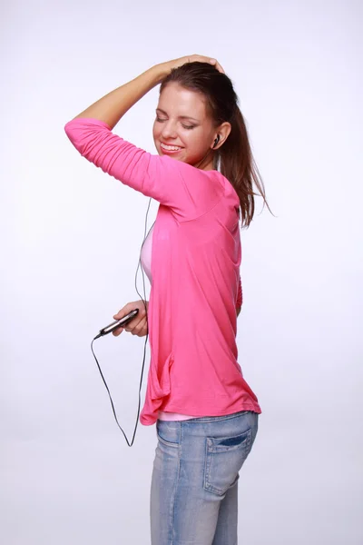 Girl listening to music — Stock Photo, Image