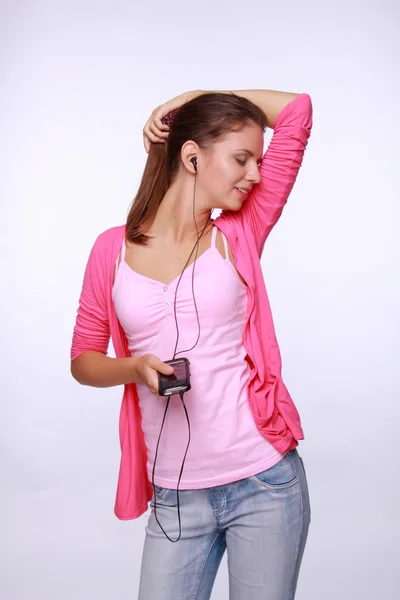 Girl listening to music — Stock Photo, Image