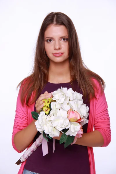 Kobieta piękna wiosna kwiaty — Zdjęcie stockowe
