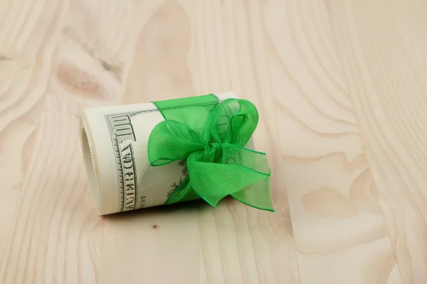 Wad of Cash with Green Bow