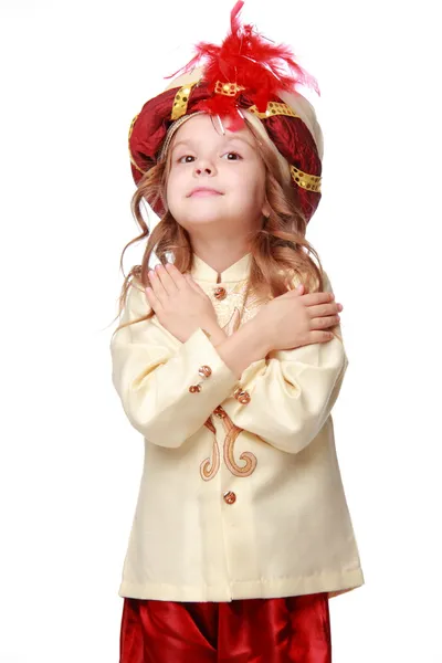 Dziewczynka w garniturze Sultan — Zdjęcie stockowe