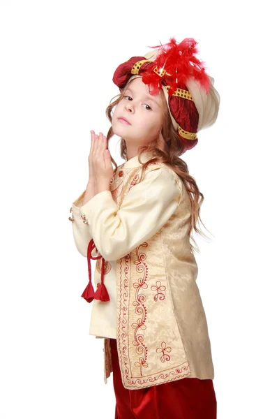 Flicka klädd som sultan — Stockfoto