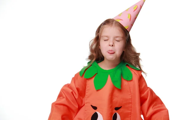 Girl dressed as a pumpkin — Stock Photo, Image