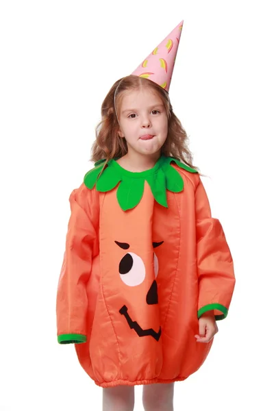 Girl dressed as a pumpkin — Stock Photo, Image