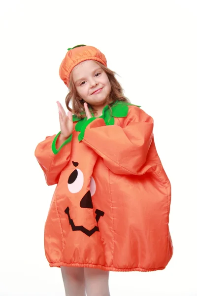 Girl dressed as a pumpkin — Stock Photo, Image