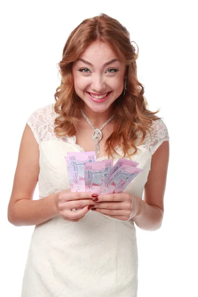 Lovely woman in white dress — Stock Photo, Image