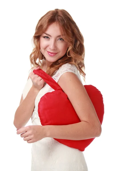 Woman with symbol of heart — Stock Photo, Image