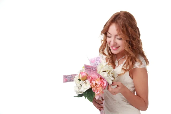 Mujer encantadora en vestido blanco — Foto de Stock