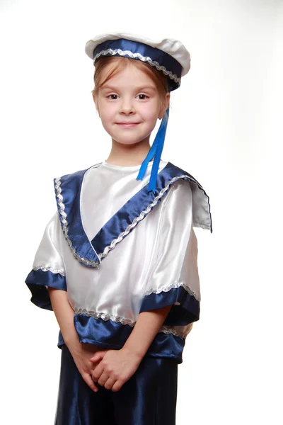 Denizci elbiseli küçük kız — Stok fotoğraf