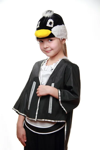 A little girl dressed as a penguin — Stock Photo, Image