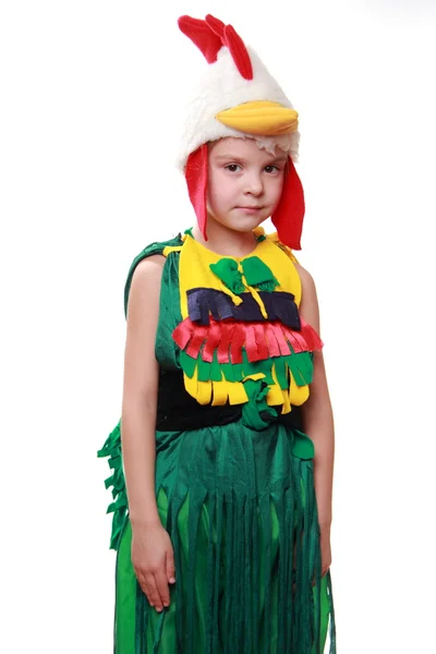 一个小女孩打扮成一只公鸡 — 图库照片