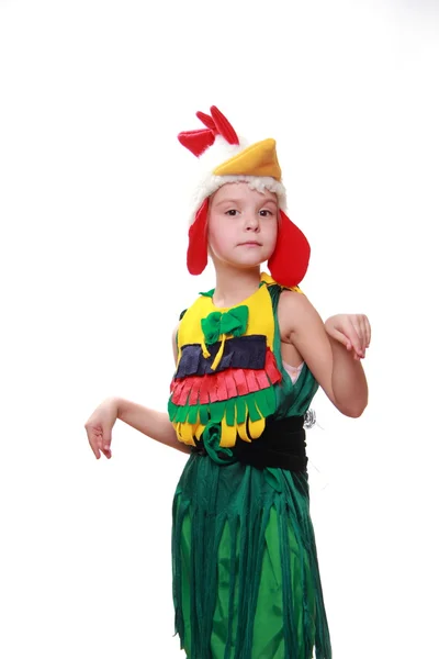 A little girl dressed as a rooster — Stock Photo, Image