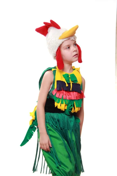 A little girl dressed as a rooster — Stock Photo, Image