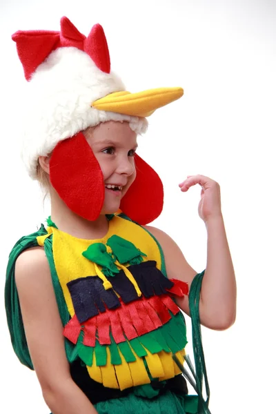 A little girl dressed as a rooster — Stock Photo, Image