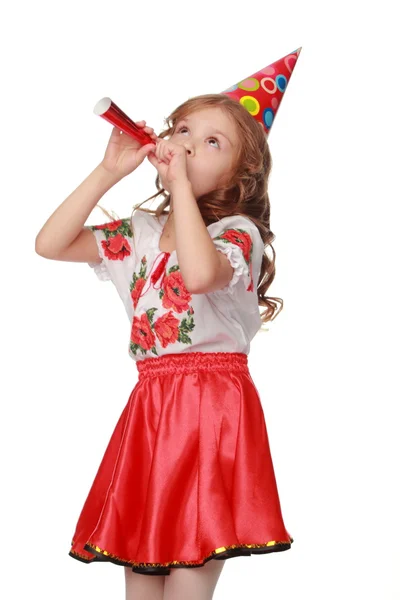 Vrolijke Oekraïense jonge jongen meisje op verjaardagspartij — Stockfoto