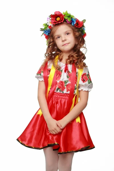 可爱的女孩在乌克兰服装 — 图库照片
