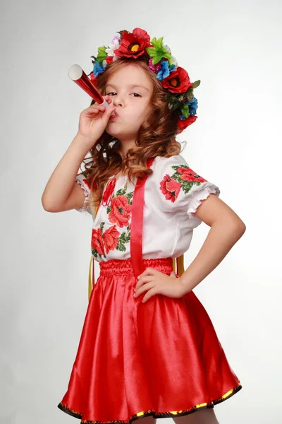 Pretty kid wearing ukrainian costume — Stock Photo, Image