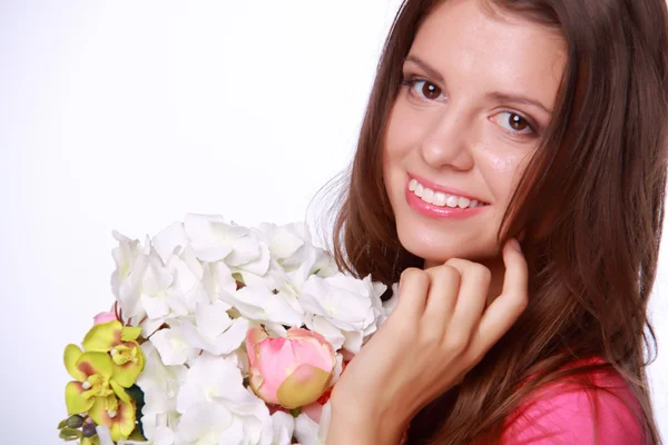 Beautiful spring woman with flowers Royalty Free Stock Images