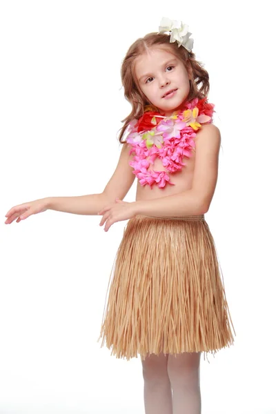 Hawaiian Hula Dancer Girl Stock Photo