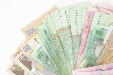 dinero ucraniano y huchaUkraynalı para arka plan