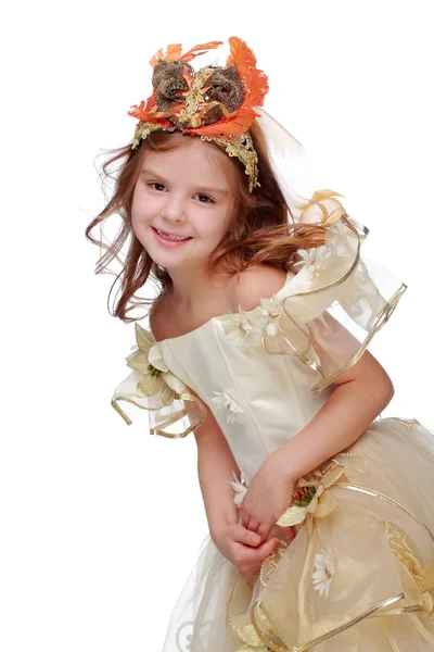 参加晚会的礼服的漂亮的小女孩 — 图库照片