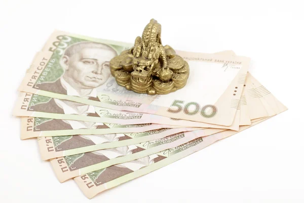 Cinq cents hryvnia avec figurine dragon — Photo