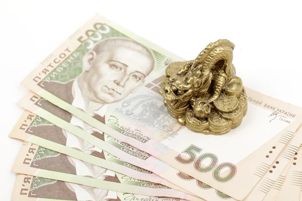 Cinq cents hryvnia avec figurine dragon — Photo