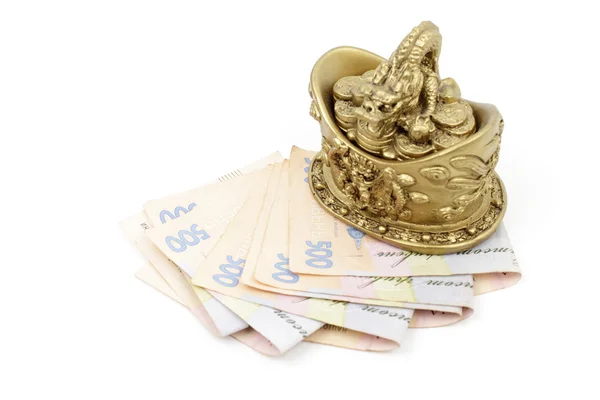 Cinq cents hryvnia avec figurine dragon — Photo