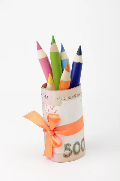 Pencils and money — Stock Photo, Image